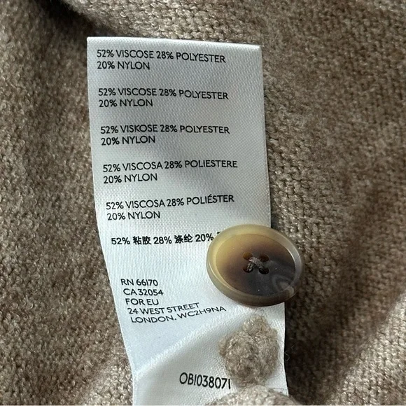 Anthropologie Women’s Size S Tan Button Henley V-Neck Viscose Blend Knit Sweater - Picture 9 of 11